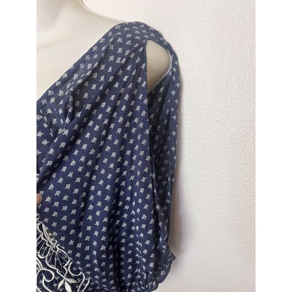 Tamara Catz Blue Embroidered Cold Shoulder Short Dress Women’s Sz S/M Blue - Picture 5 of 7